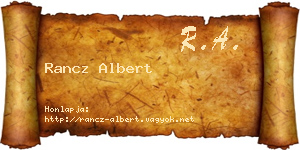 Rancz Albert névjegykártya